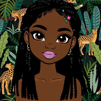 a realistic black girl with braids