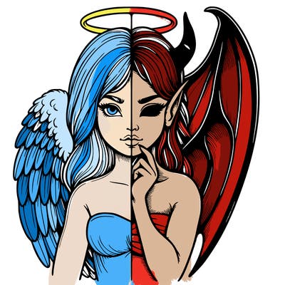 realistic angel half demon