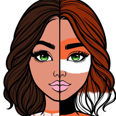 realistic girl split half