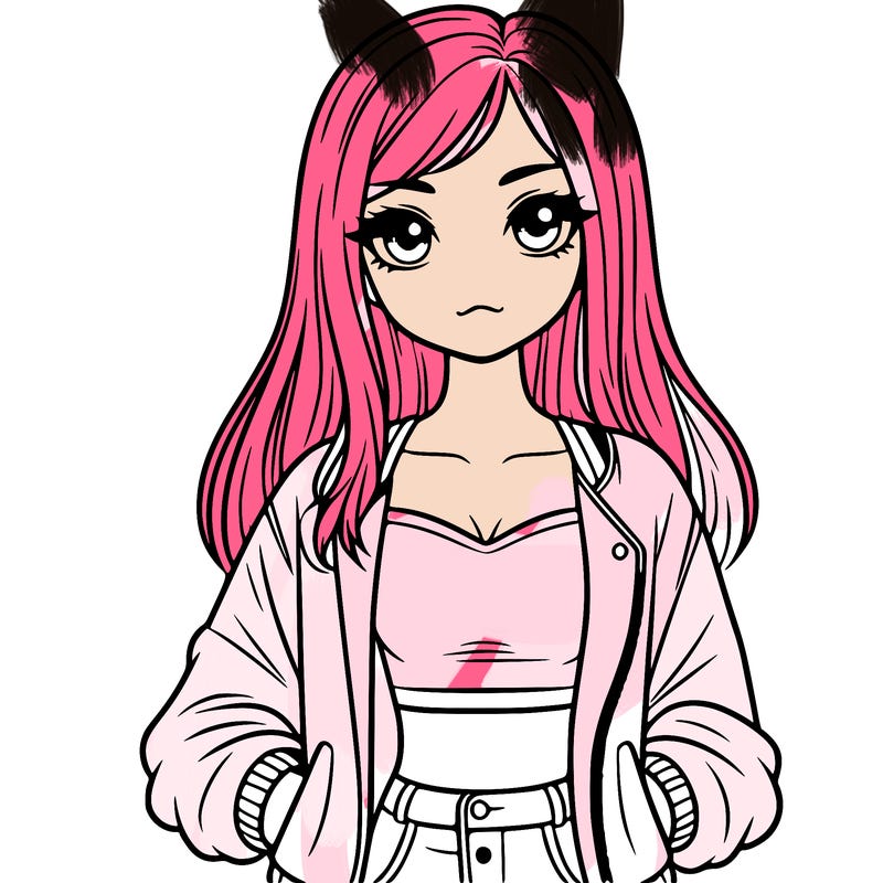 girl with long hair a crop top and a jacket