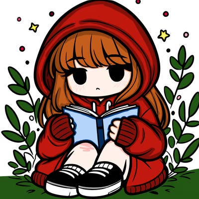 girl in oversized hoodie reading a book