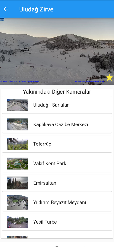 Bursa Büyükşehir Belediyesi - Live camera feed of the snowy Uludag summit in the Bursa Metropolitan Municipality app.