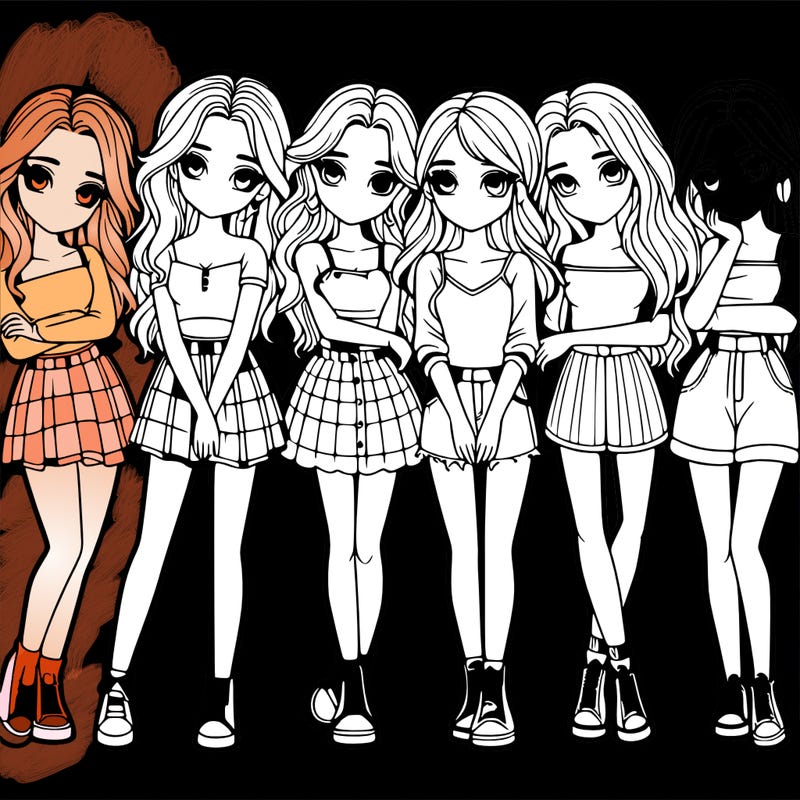 a group of girls realistic