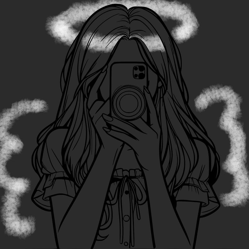 a realistic girl holding her phone taking pictures