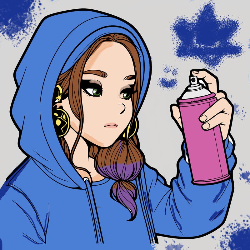 a realistic girl, spray painting