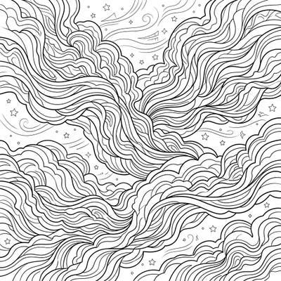 Immerse yourself in the captivating patterns of Polar Stratospheric Clouds, also known as nacreous clouds, with this stunning coloring template. This intricate linear art piece offers a unique blend of scientific wonder and artistic expression, perfect for a relaxing and creative session.