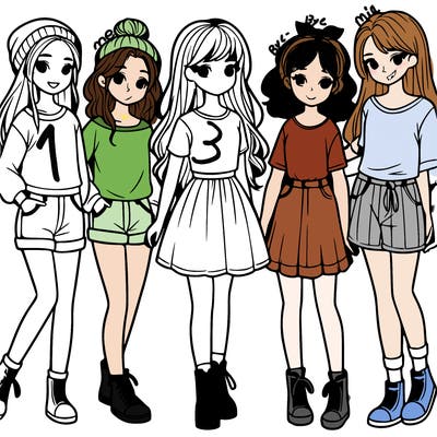 a group of five girls