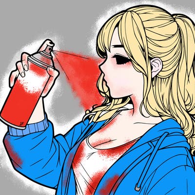 a realistic girl spray, painting