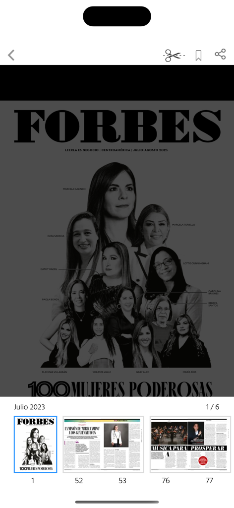 Forbes 중앙아메리카 잡지 표지, 100명의 영향력 있는 여성 이슈, 기사 미리보기 포함