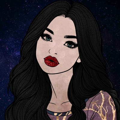 realistic girl with hair on her hair and lips