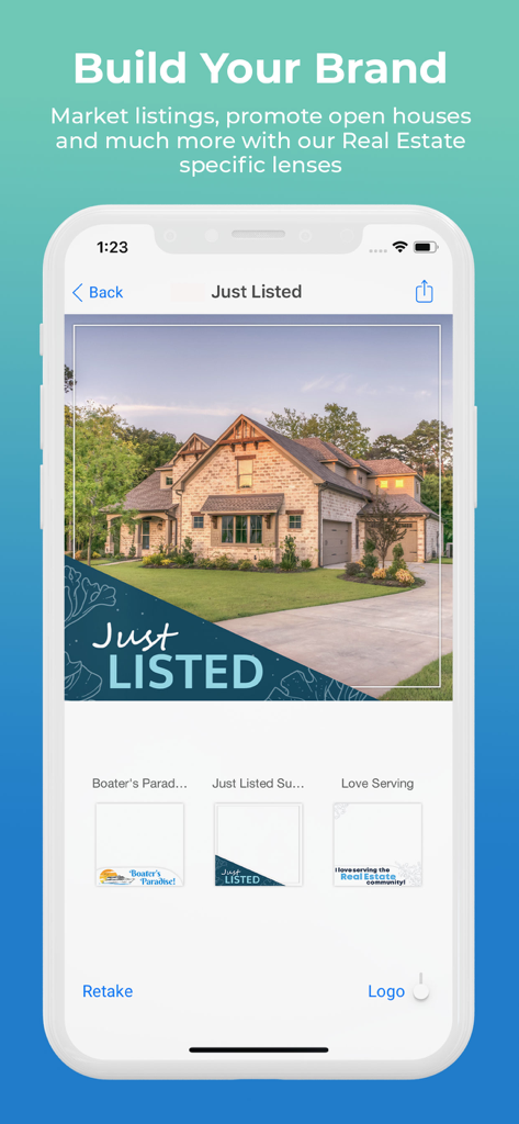 FidelityAgent ONE - FidelityAgent ONE app interface showing a property photo with a Just Listed marketing overlay