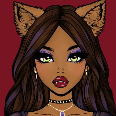 realistic girl with fox ears and realistic lips