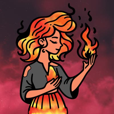 woman with fire
