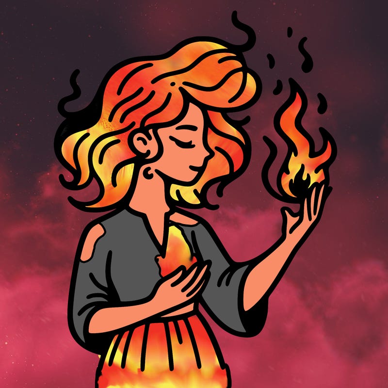 woman with fire