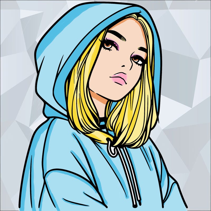 a realistic girl in a hoodie