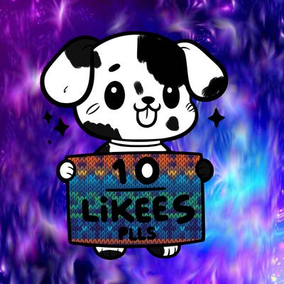 cute dog holding a sign saying 10 likes pls
