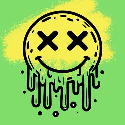 drippy smiley with x eyes