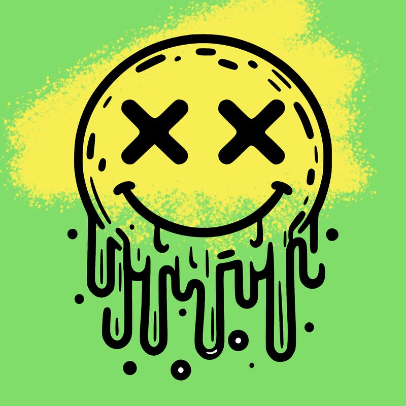 drippy smiley with x eyes