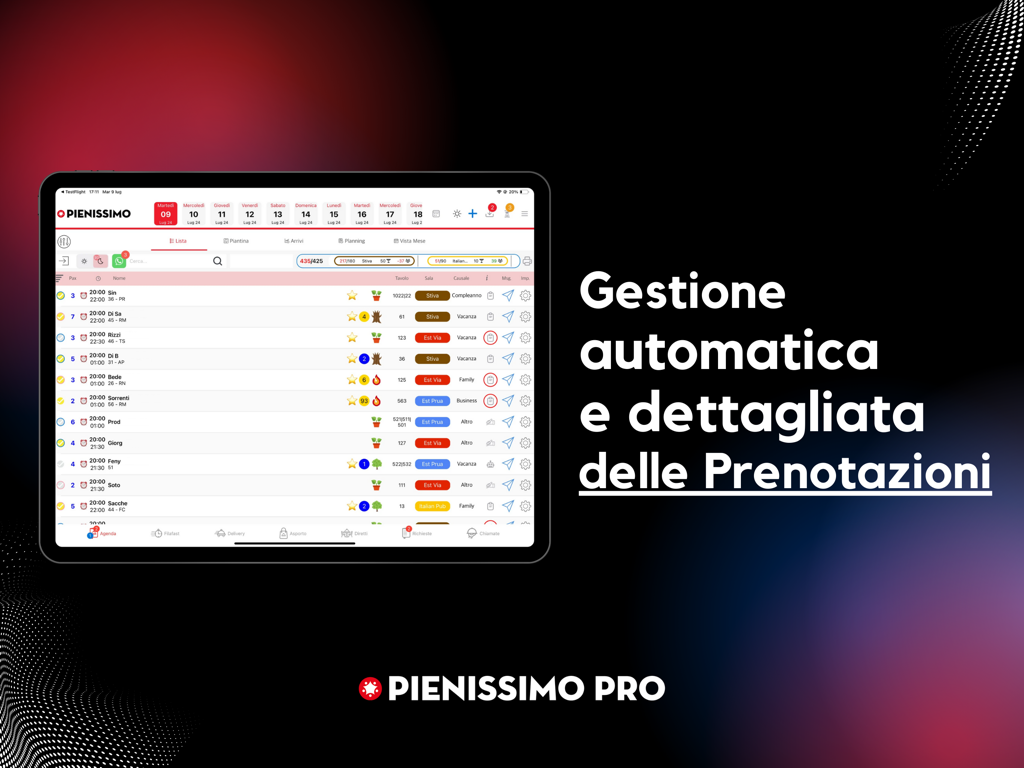 Pienissimo Pro - Pienissimo Pro restaurant reservation management interface on iPad