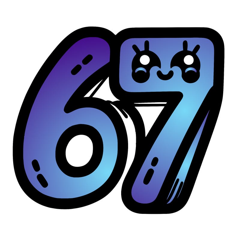 the numbers 67