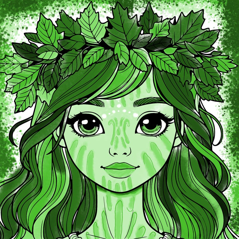 realistic girl with fall leaf crown