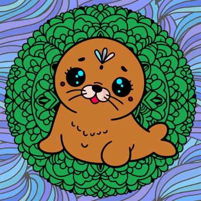a cute baby seal mandala