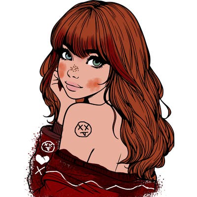 realistic girl with bangs looking over her shoulder