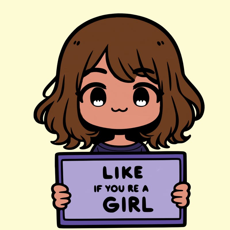 a cute girl holding a sign that says like if you’re a girl