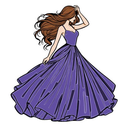 realistic woman with dress flowing in the wind