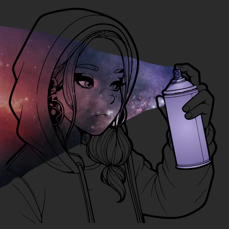 a realistic girl, spray painting