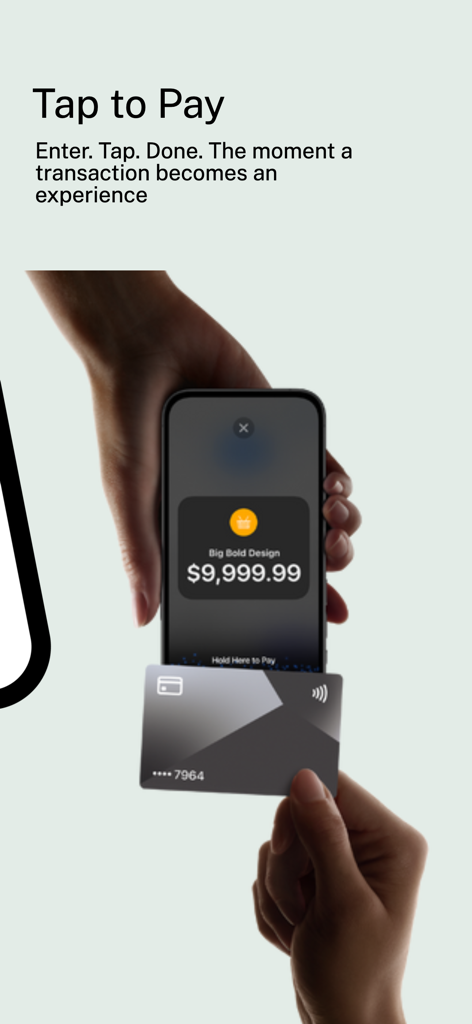 Dubsado - Iphone displaying the Dubsado Tap to Pay feature with a contactless credit card