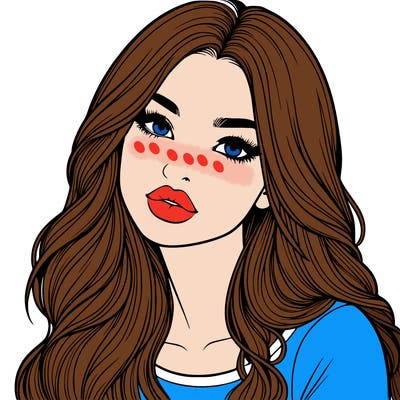 realistic girl with hair on her hair and lips
