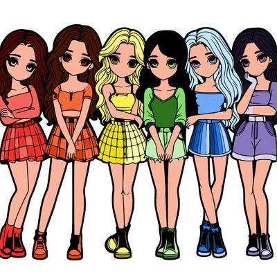 a group of girls realistic