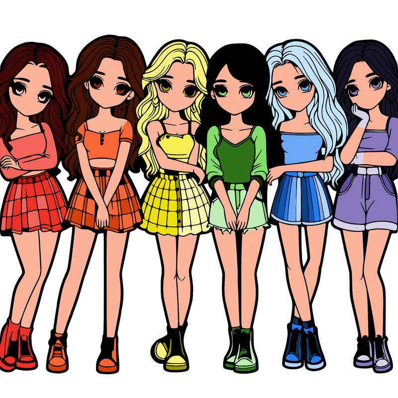 a group of girls realistic