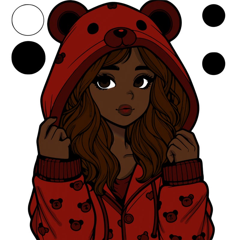 realistic girl in a animal pjs hoodie