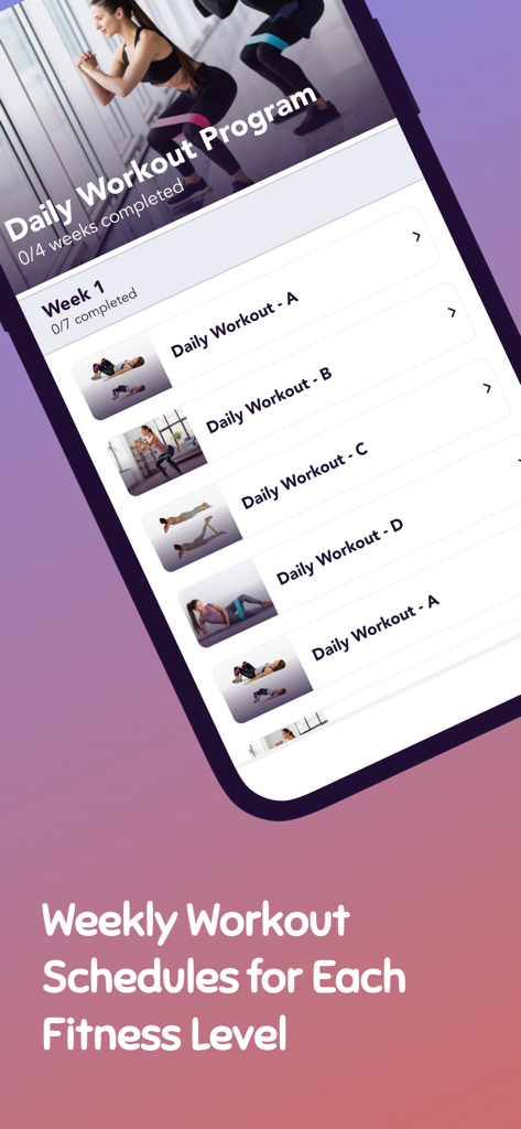 Mini Band Exercises - Daily workout program and weekly fitness schedules in the Mini Band Exercises app