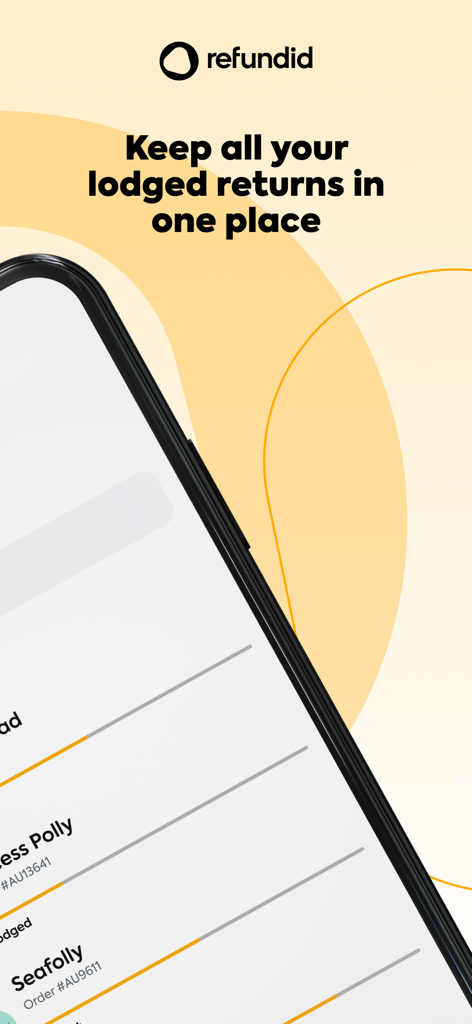 Refundid app interface showing a list of tracked shopping returns in one place