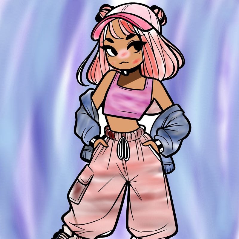 girl in crop top and baggy pants