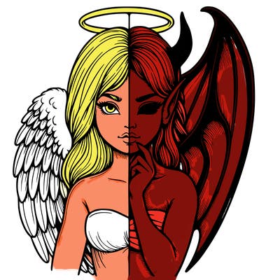 realistic angel half demon