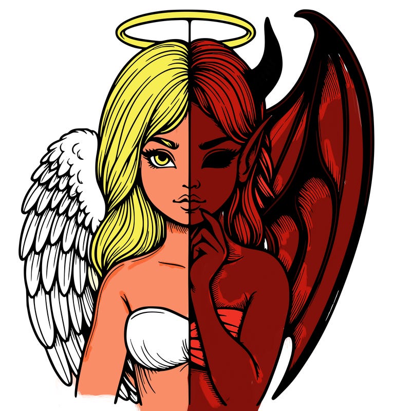 realistic angel half demon