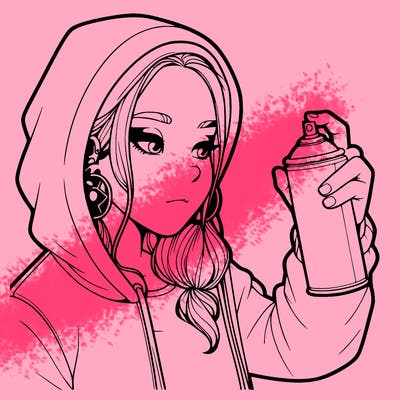 a realistic girl, spray painting