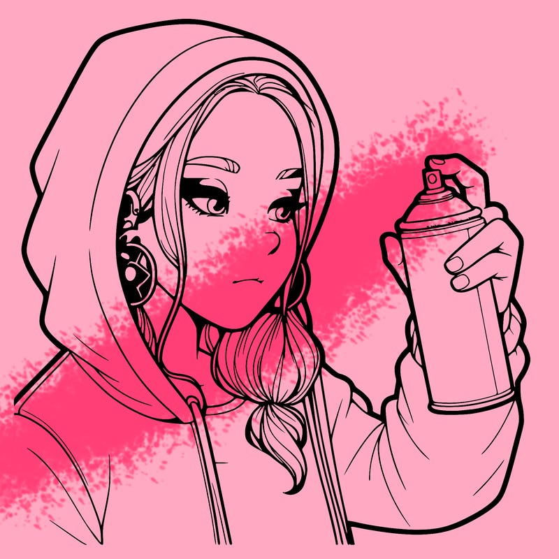 a realistic girl, spray painting