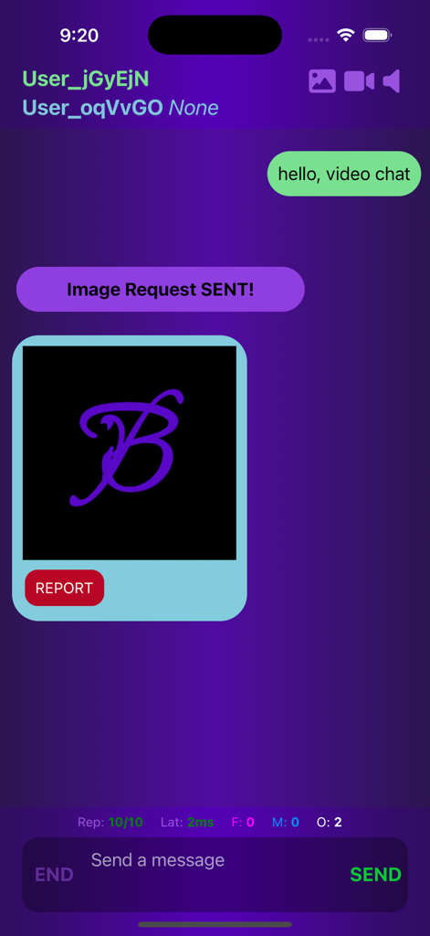 BÄNTR.LIVE - L'interfaccia di messaggistica di BANTR.LIVE che mostra una bolla di testo e un'immagine condivisa.