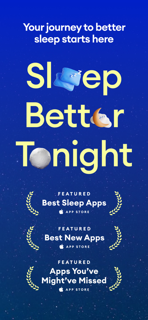 Noise: Green, White, Brown - Promotion for Sleepo app showing Sleep Better Tonight text and App Store Best Sleep Apps and Best New Apps featured badges