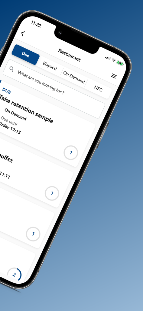 Hygiene Management Pro - Smartphone screen displaying a hygiene task list in the Hygiene Management Pro app.