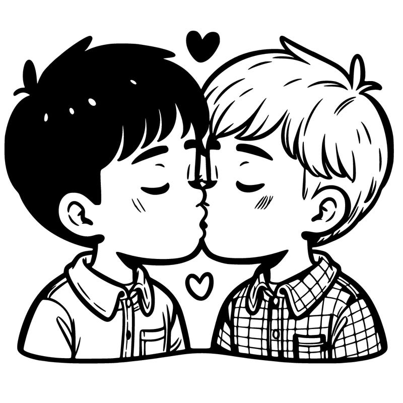 two boys kissing
