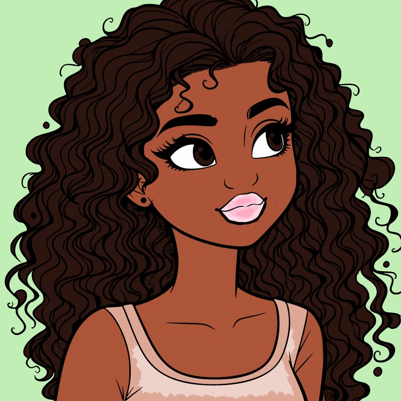 realistic girl with curly hair