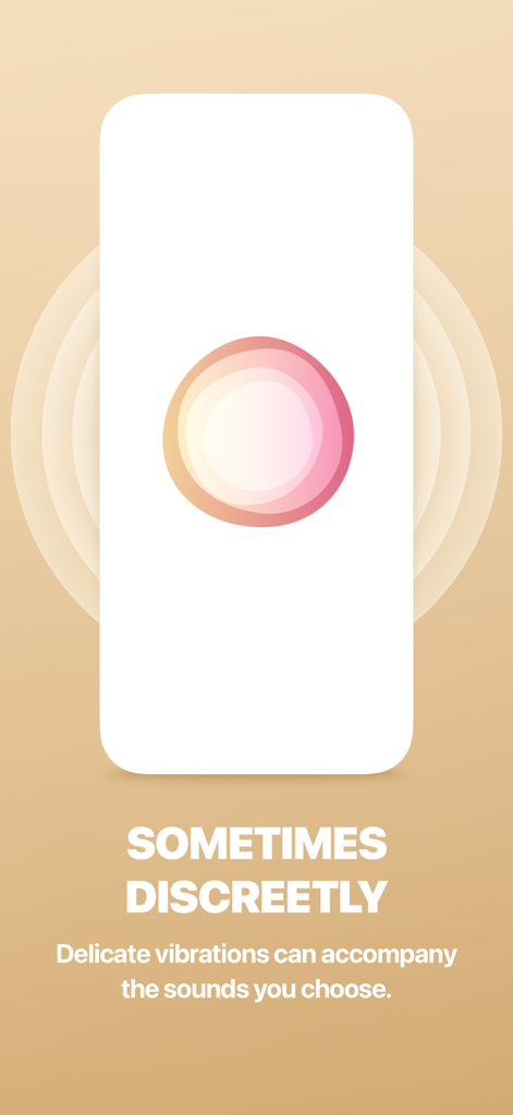 Minimalist mobile interface of the Respire app highlighting the discreet vibration feature for guided breathing sessions