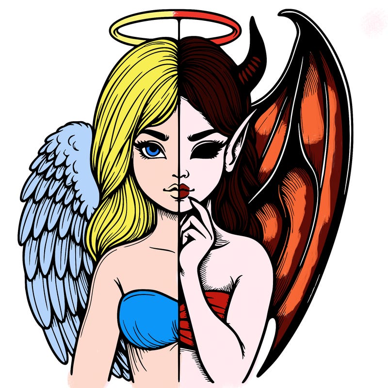 realistic angel half demon