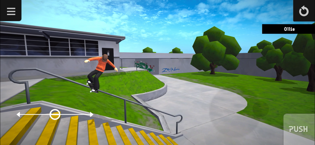 Skater Mobile - A skater performing a grind on a handrail in Skater Mobile.